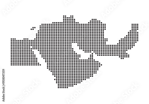 Middle East Map Dotted Pixel Pattern Vector Illustration White Background