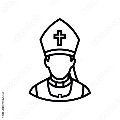Easter sunday clergy illustration christian priest or bishop in mitre and cross