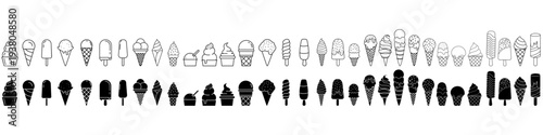 Ice cream vector icon set. Ice Illustration sign collection. Sweet symbol. Dessert logo.
