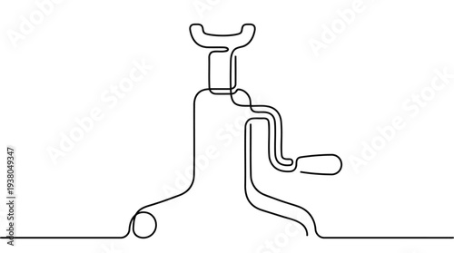 Single Continuous Line Car Jack Silhouette Minimal Auto Tool Vector Illustration