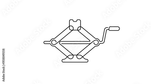 Single Continuous Line Car Jack Silhouette Minimal Auto Tool Vector Illustration