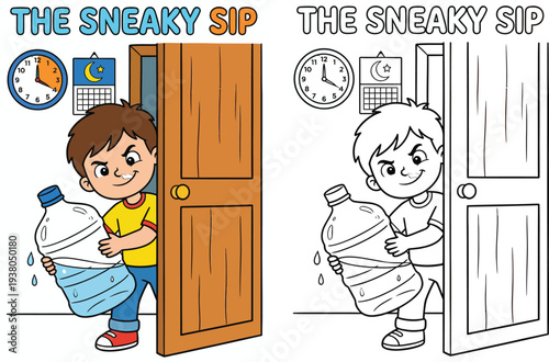 The Sneaky Sip Boy Carrying Large Water Bottle Secretly