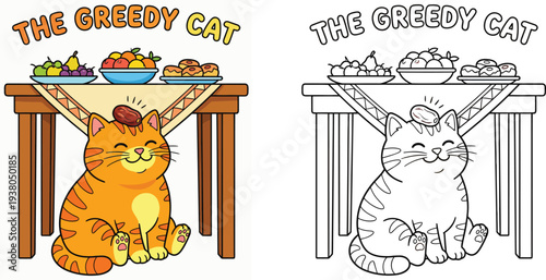 Hungry Feline Awaiting Treats Under Table The Greedy Cat