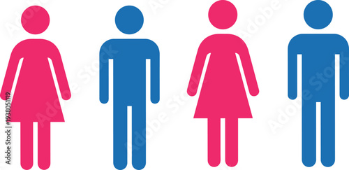 Male and Female Restroom Symbol Icons Set Simple Human Figure Pictogram Isolated on White Background Vector Illustration