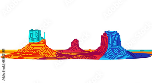 Colorful 3D Graphics Mountains Landscape.