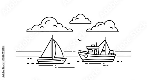 Sailing Boats on the Water Surface.