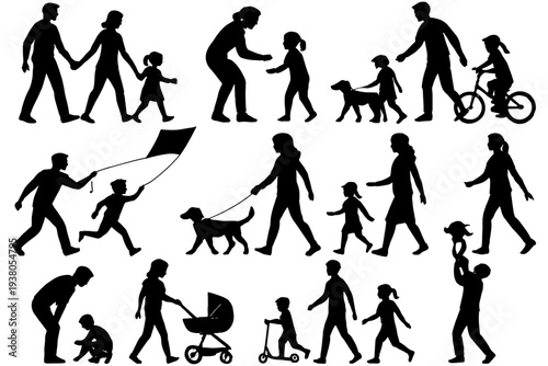 Children, Families & Pets Silhouettes for Everyday Lifestyle Scenes