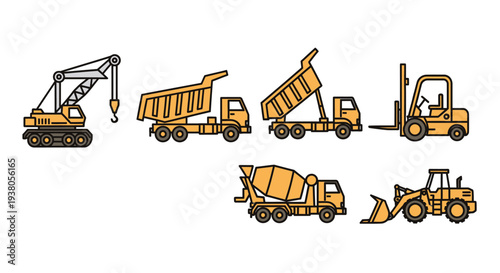 construction vehicles set heavy machinery collection.