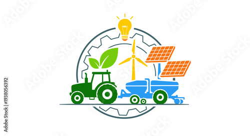 Tractor with green leaf on hood.