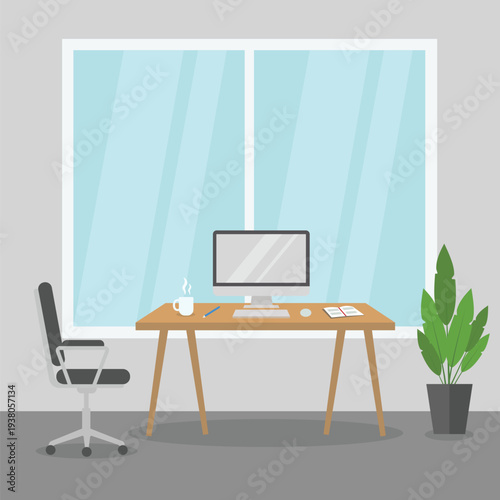 Industrial Loft Office Interior Concept Flat Design