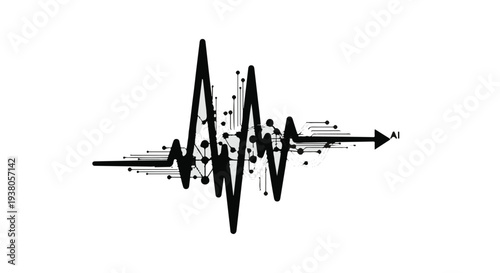 Abstract sound wave graphic with arrow