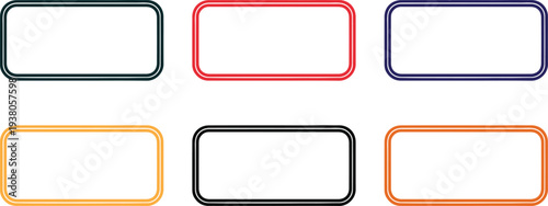 A collection of six square frames in different colors on a white background