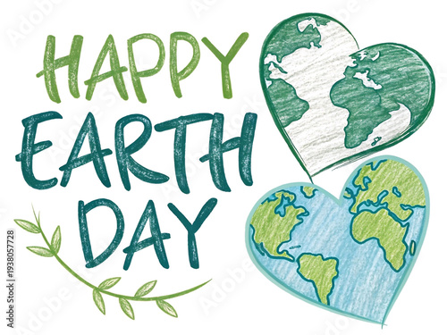 Hand drawn happy earth day watercolor globe heart illustration eco friendly celebration green nature conservation vector design