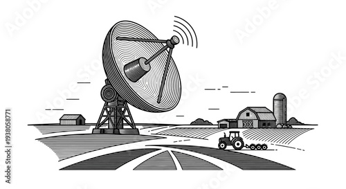 Large Dish Satellite Antenna Broadcasting Tower.