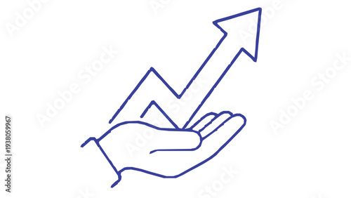 Hand holding rising graph with dollar coins and upward arrow symbolizing financial growth and investment opportunities for businesses and individuals.