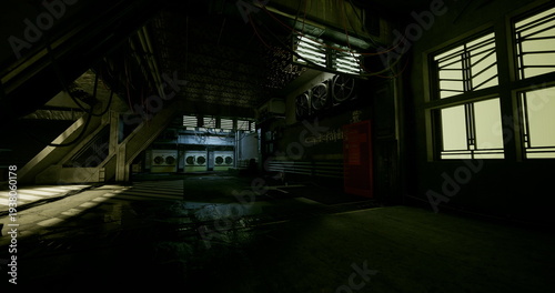 moody underground platform corridor with cracked tiles, scattered debris, dim shafts of light and graffiti hints, evoking urban exploration and forgotten