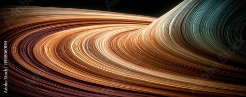 Abstract swirl of flowing lines with rich brown and light tones creating dynamic texture