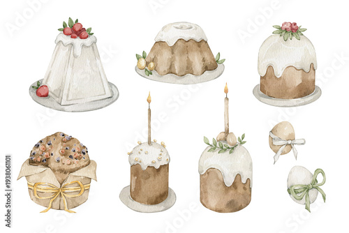 Fotografía Watercolor easter traditional pastry