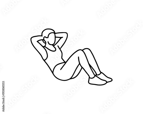 Woman Doing Crunches Exercise Fitness Routine Bodybuilding Workout Core Strength Training Active Lifestyle Icon