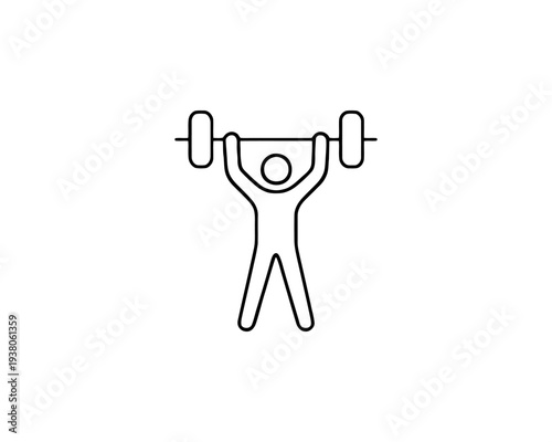Weightlifter Icon Lifting Barbell Overhead Fitness Silhouette Strength Training Symbol Athlete Action Gym Workout Sports Iconography