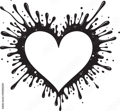 Black heart shape with paint splatters