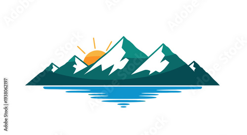 Mountain Range with Snow and Sun.