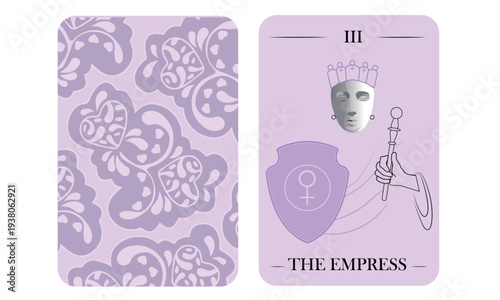 The Empress Tarot Card Vector Illustration – Major Arcana III, Mystical Purple Tarot Deck Design