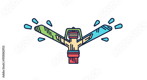 Colorful Cartoon Style Faucet Sprayer Nozzle.