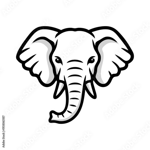 Dibujo sencillo con líneas de la cabeza de un elefante visto de frente