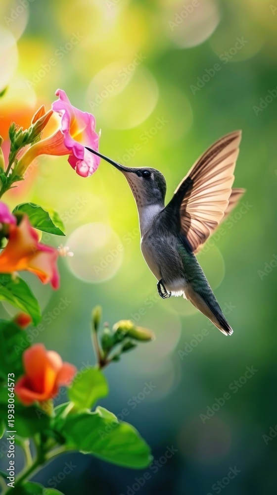 Fototapeta premium Hummingbird hummingbird flower beak.