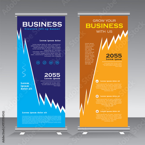 Modern roll up banner template design for your project, event, business, exhibition, party, conference, formal show, Creative advertising vertical banner, pull up, standee, stand banner, vector