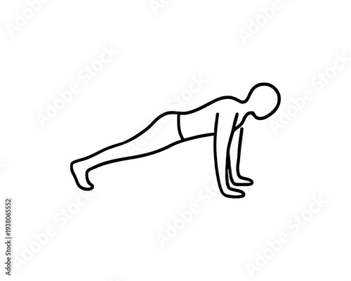 Person Doing Plank Exercise Simple Line Logo for Fitness and Workout Concepts