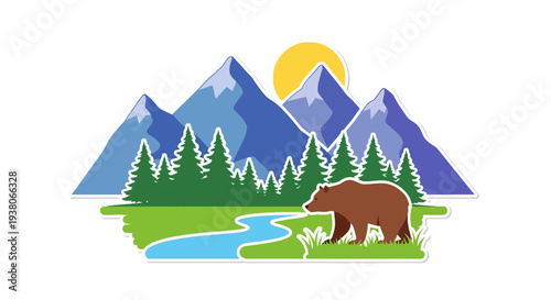 Brown bear standing on green grass.