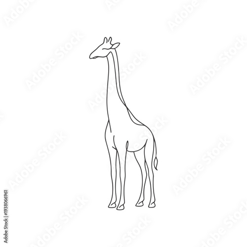 Minimal Giraffe One Line Icon, Elegant Safari Animal Outline Illustration