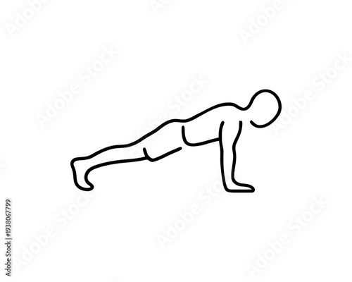 Man doing push-up exercise simple line art logo for fitness and workout routines