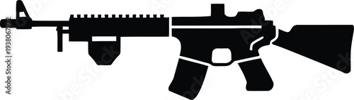 Tactical Assault Rifle Silhouette: Professional Gun Vector Graphic