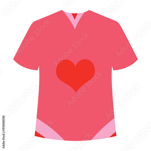 Pink t-shirt with red heart, love fashion design, heart symbol, casual wear