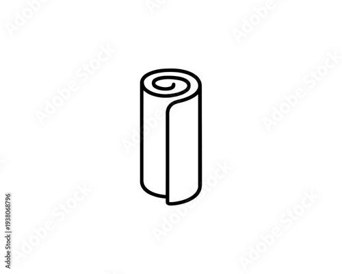 Rolled Yoga Mat Icon Fitness Equipment Healthy Lifestyle Symbol Sport Accessory Exercise Gear Wellness Object
