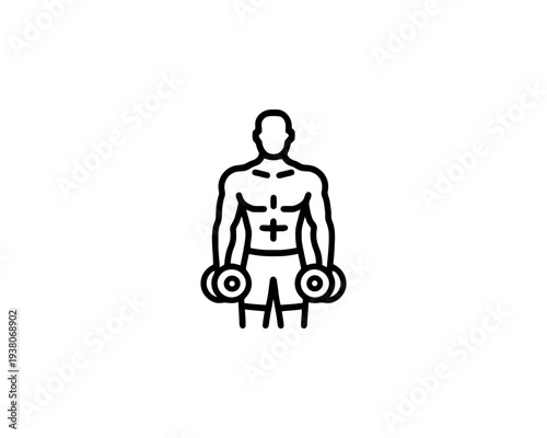 Muscular Man Holding Dumbbells Fitness Logo Bodybuilding Silhouette Workout