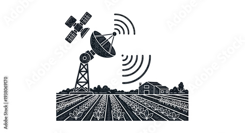 Satellite Dish on Tower Sending Signals.