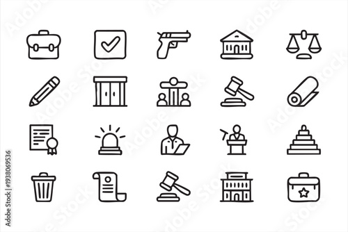 Editable Legal and Court Line Icon Pack for Professional Interfaces