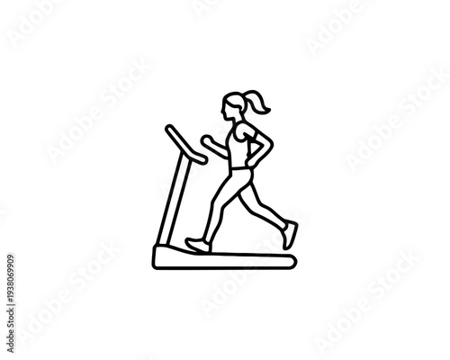 Woman running on treadmill fitness workout icon cardio exercise lifestyle health
