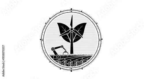 Wind turbine industrial icon design.