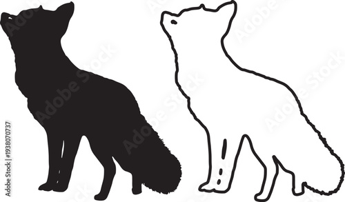 Fox howling vector illustration flat design animal art set