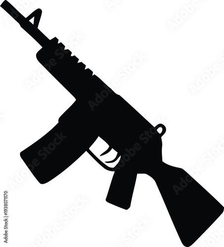 Tactical Rifle Weapon Silhouette Vector Icon