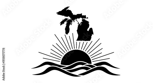 Michigan sunrise with palm tree.