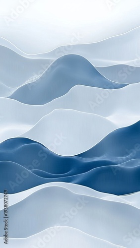 Tranquil Organic Wave Patterns with Fluid Motion in Soft Blue Tones, Minimalist Aesthetic Design