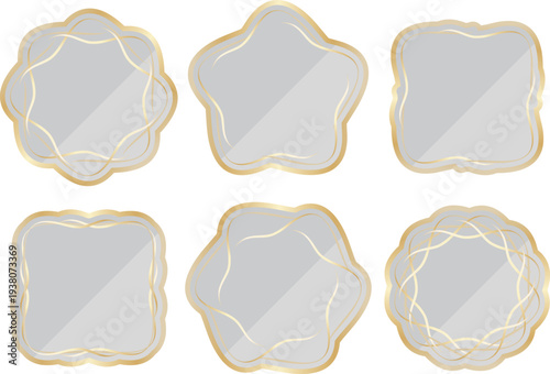 高級感のあるラインのフレーム6種セット　ペールグレー＆ゴールド