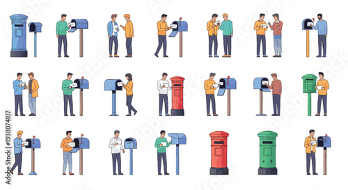 People sending and receiving mail at post office boxes and traditional mailboxes