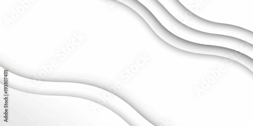 Abstract white background with smooth flowing waves and light blue curves creating a clean modern vector design for business or digital template.